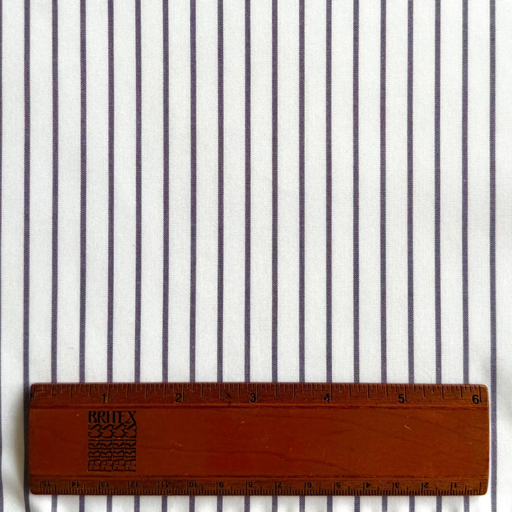 Plum Striped Mock Oxford Stretch Cotton Shirting (Made in Japan)