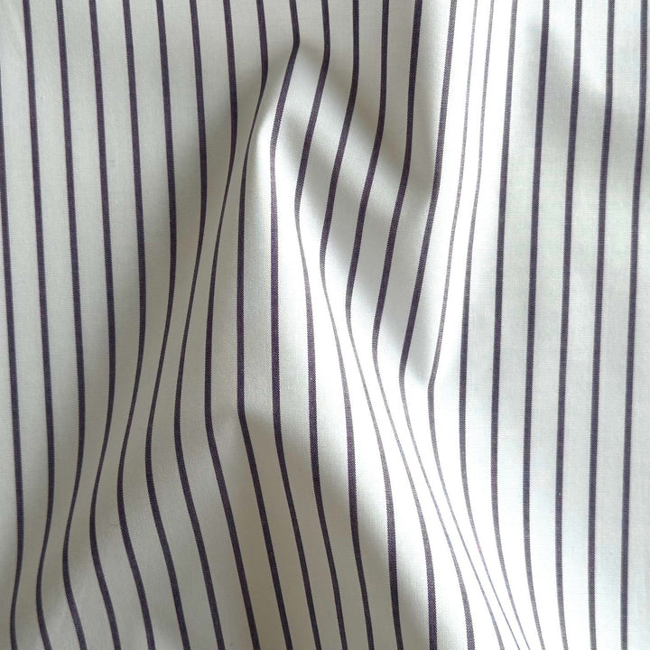 Plum Striped Mock Oxford Stretch Cotton Shirting (Made in Japan)