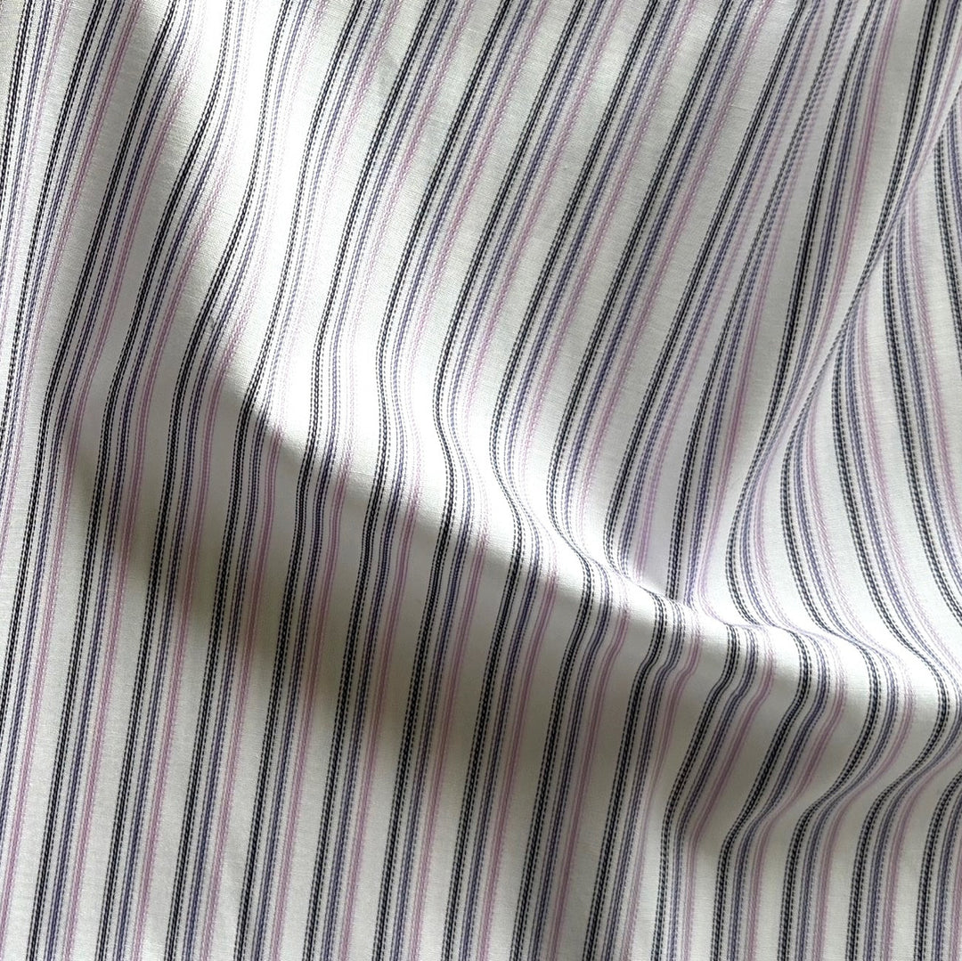 Striped Purple Melange Pima Cotton Shirting (Made in Japan)