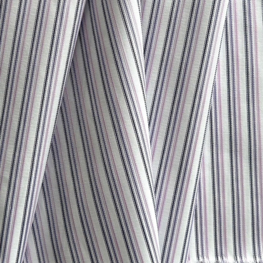 Striped Purple Melange Pima Cotton Shirting (Made in Japan)
