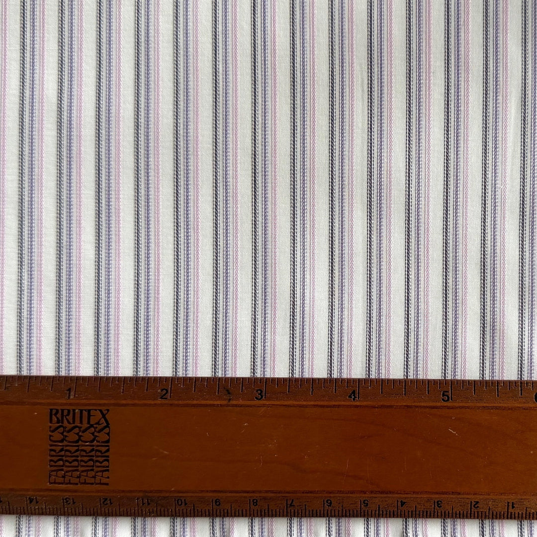 Striped Purple Melange Pima Cotton Shirting (Made in Japan)
