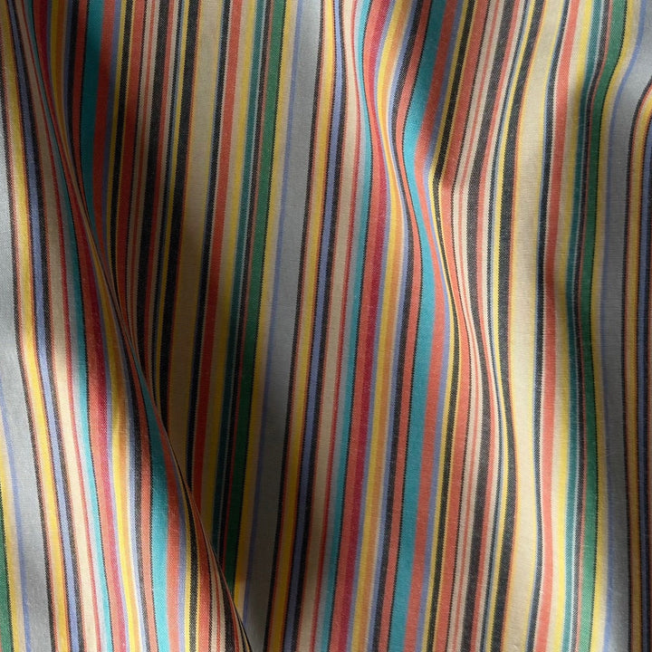 Striped Retro Rainbow Sunset Mock Oxford Cotton Shirting (Made in Japan)