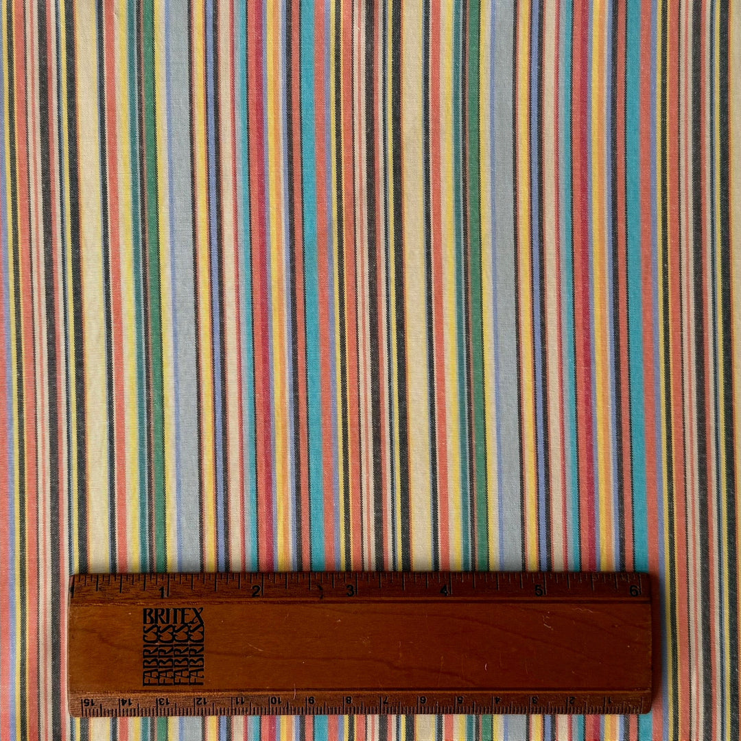 Striped Retro Rainbow Sunset Mock Oxford Cotton Shirting (Made in Japan)