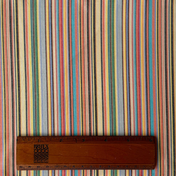 Striped Retro Rainbow Sunset Mock Oxford Cotton Shirting (Made in Japan)