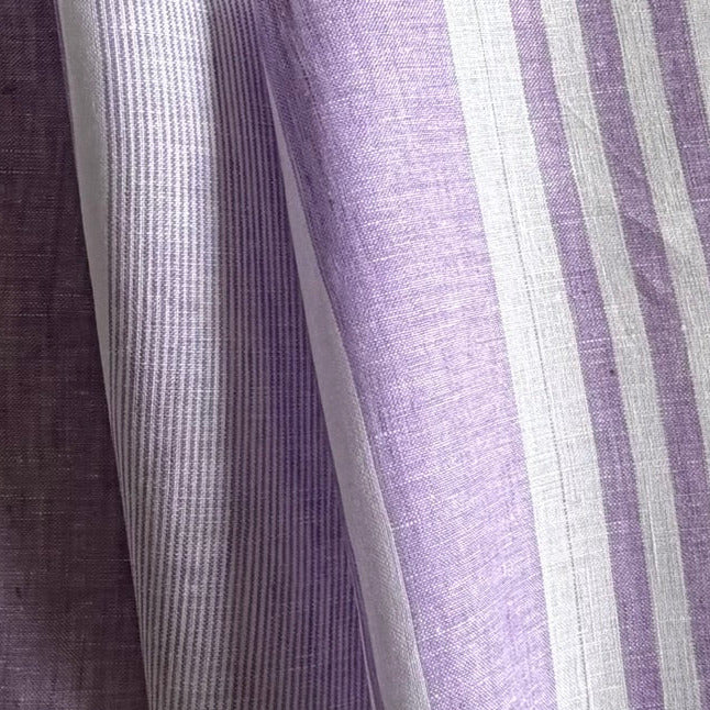 Lighter-Weight Striped Lilac & White Linen (Made in Italy)
