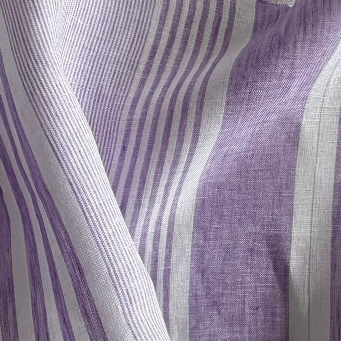 Lighter-Weight Striped Lilac & White Linen (Made in Italy)