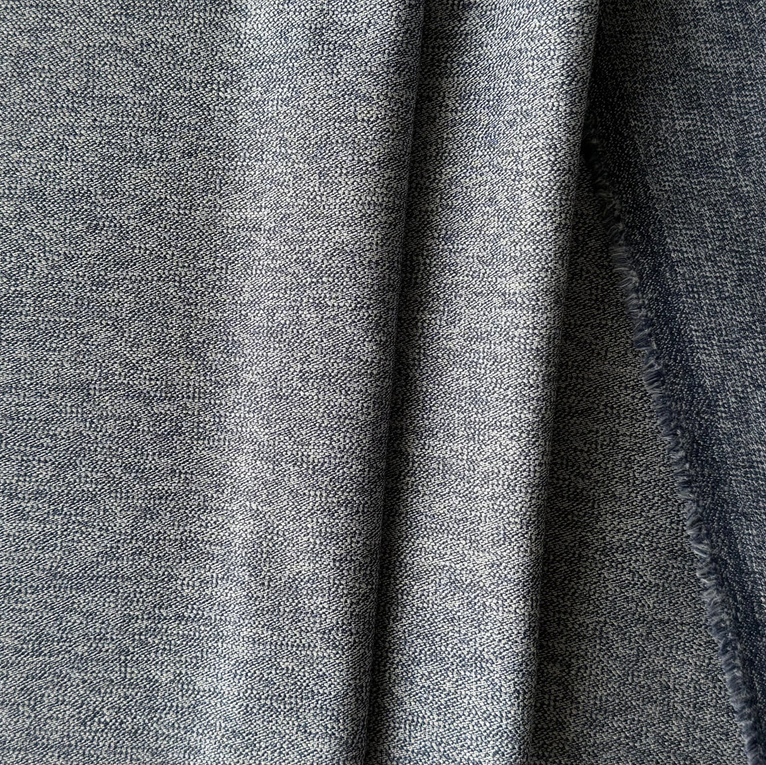 Mottled Indigo Blues Brushed Cotton Shirting (Made in Japan)