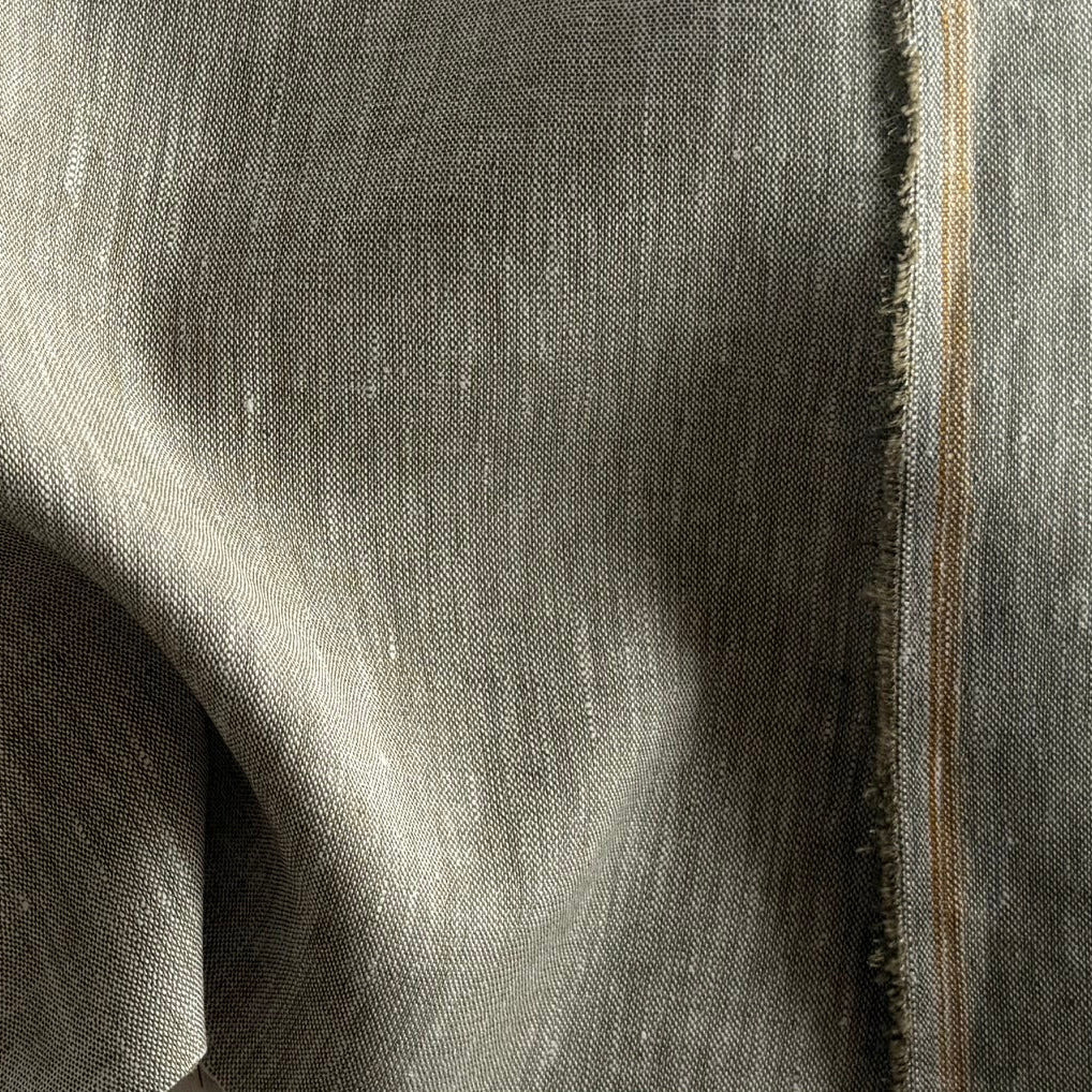 Mid-Weight Tweedy Olive & Almond Linen (Made in Italy)