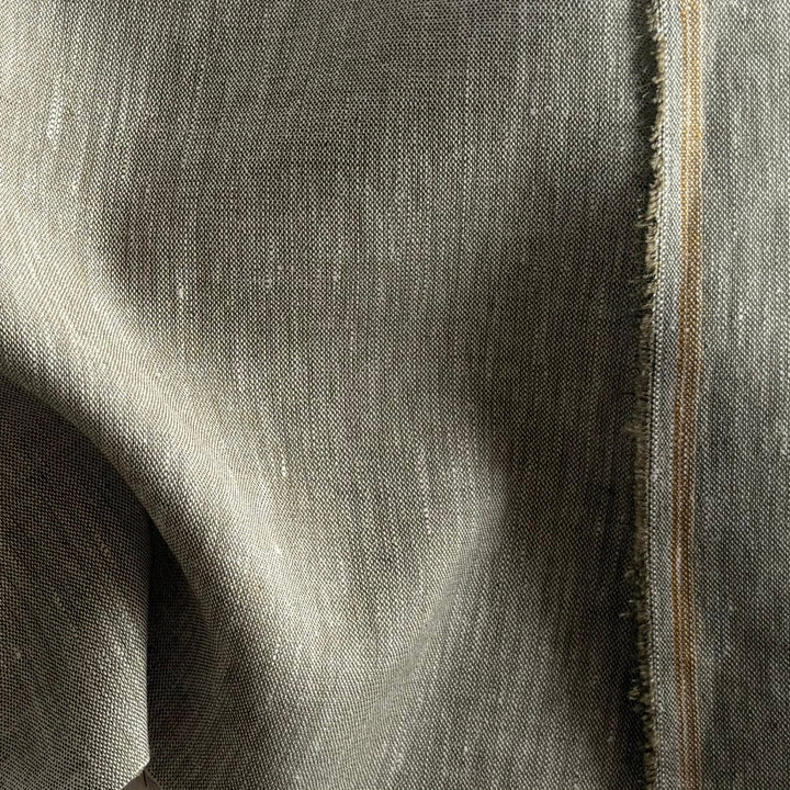 Mid-Weight Tweedy Olive & Almond Linen (Made in Italy)