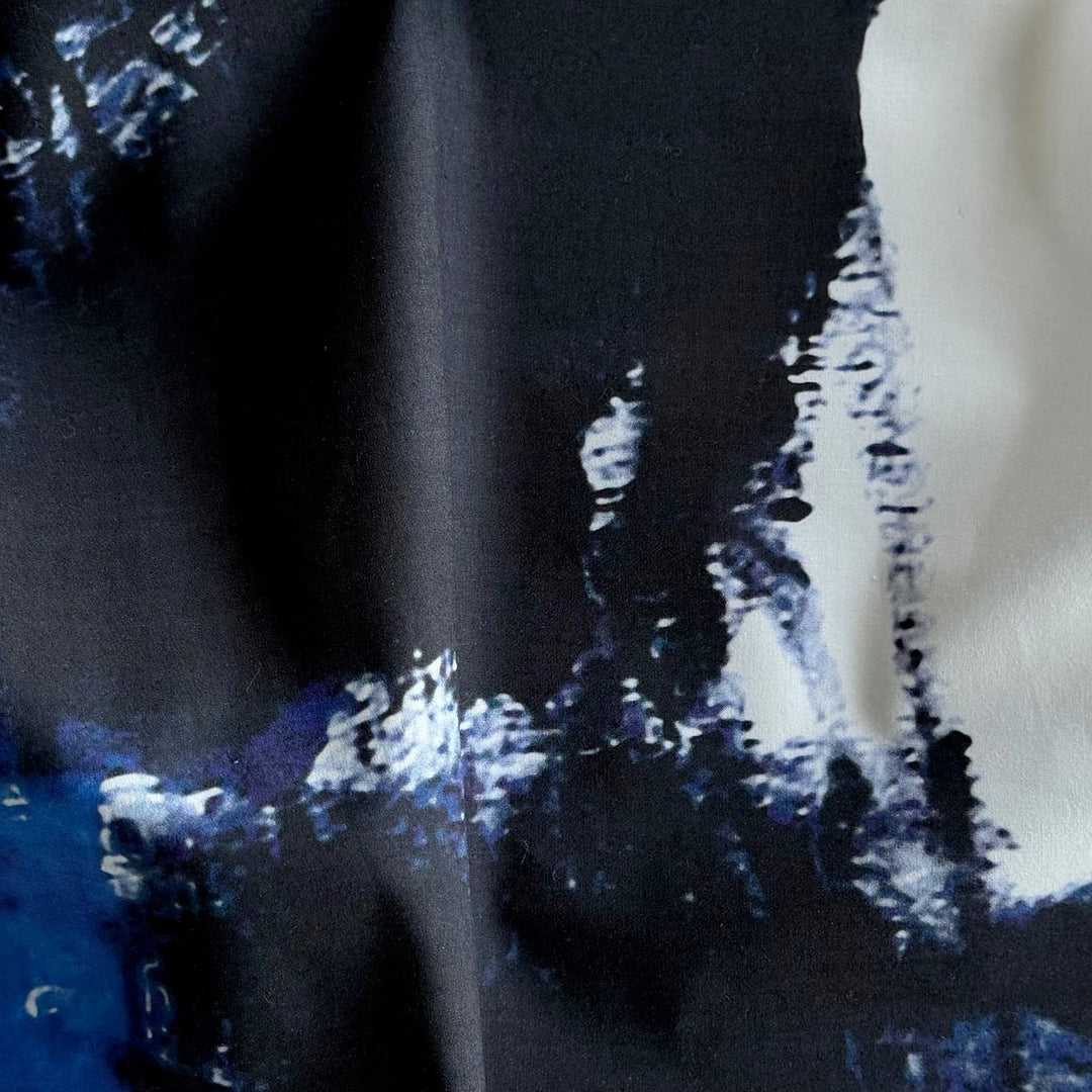 Ultramarine Abstraction Crisp Cotton Poplin (Made in Italy)