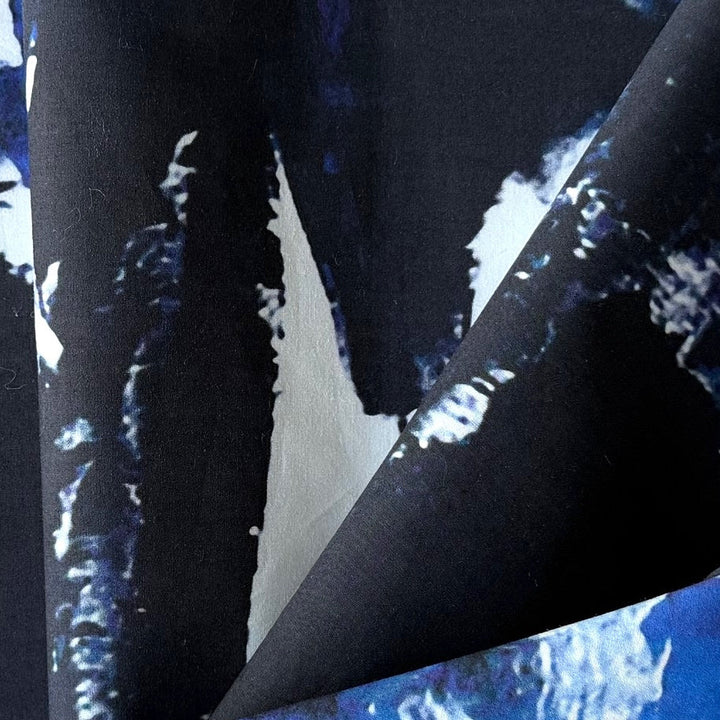 Ultramarine Abstraction Crisp Cotton Poplin (Made in Italy)