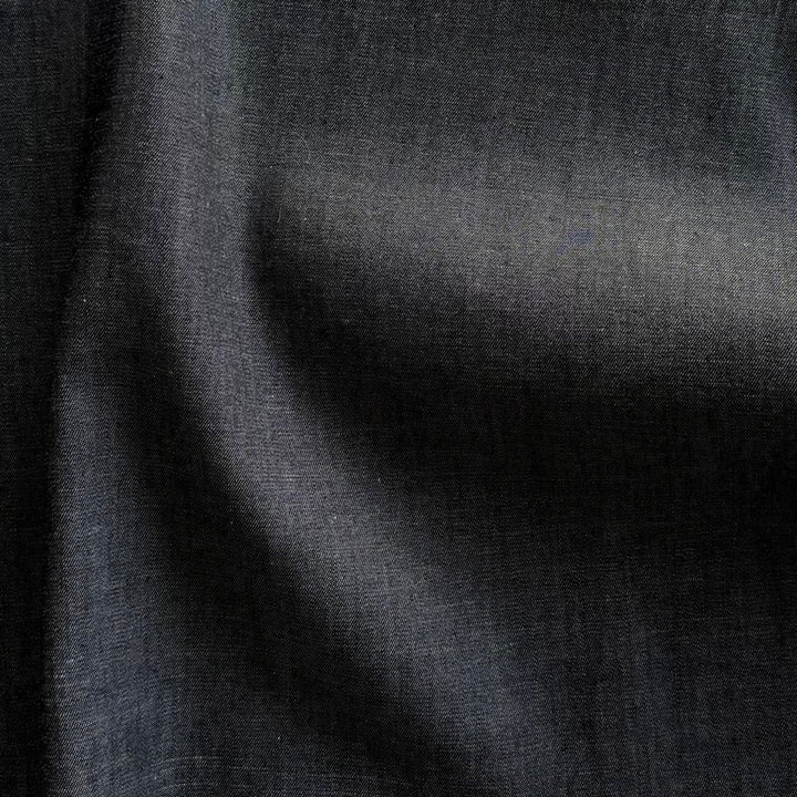 Lighter-Weight Black Cotton Chambray Shirting (Made in Italy)