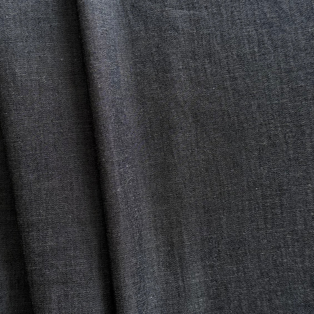 Lighter-Weight Black Cotton Chambray Shirting (Made in Italy)