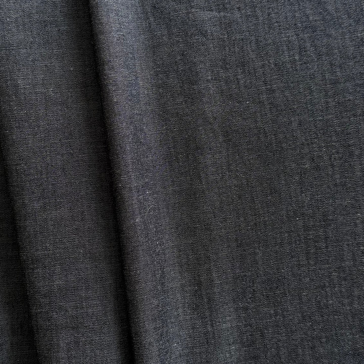 Lighter-Weight Black Cotton Chambray Shirting (Made in Italy)