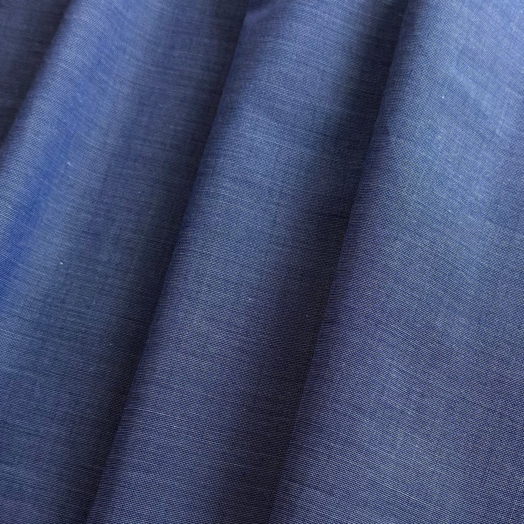 Lighter-Weight Sailor Blue Cotton Chambray Shirting (Made in Italy)