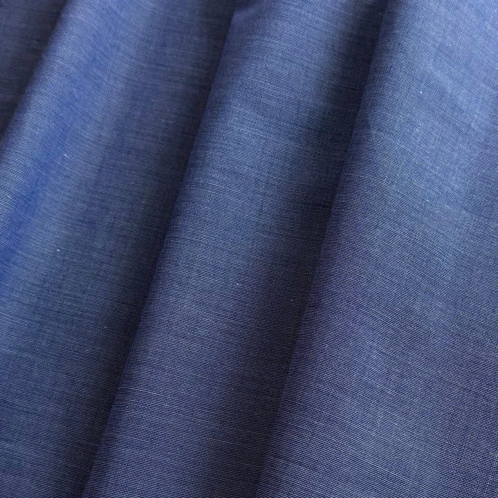 Lighter-Weight Sailor Blue Cotton Chambray Shirting (Made in Italy)