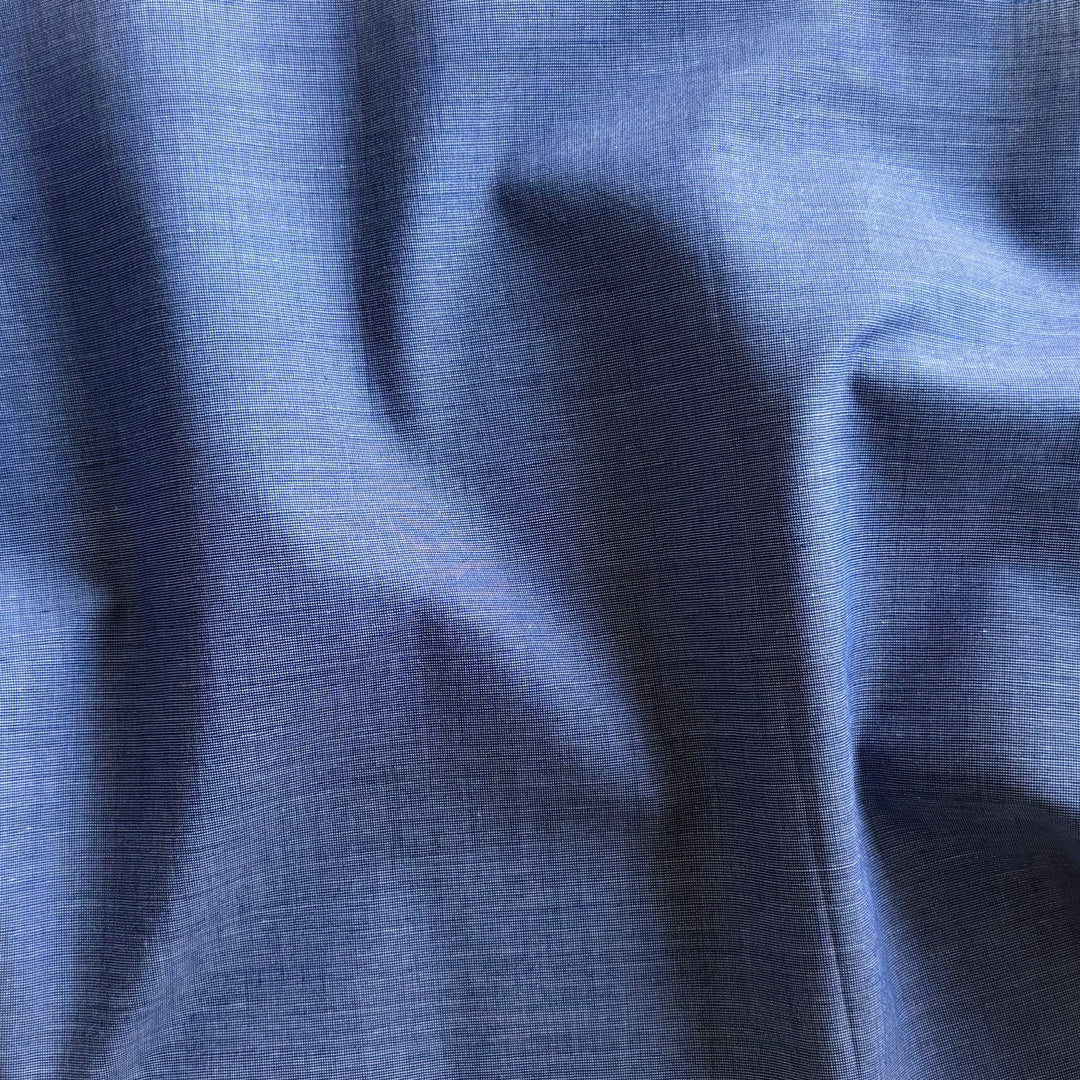 Lighter-Weight Sailor Blue Cotton Chambray Shirting (Made in Italy)