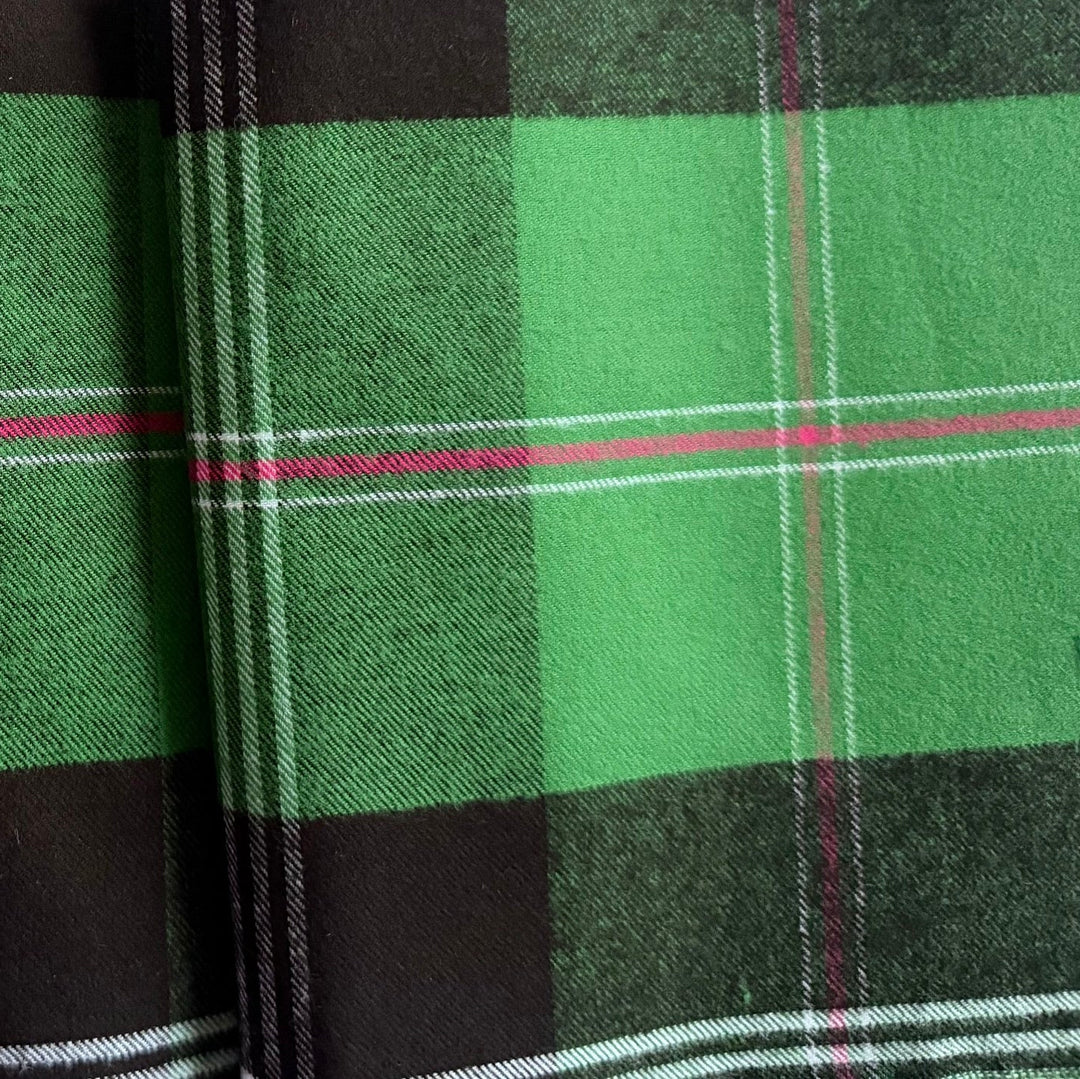 Couture Dramatic Grass Green Large-Scale Plaid Cotton Flannel (Made in Italy)