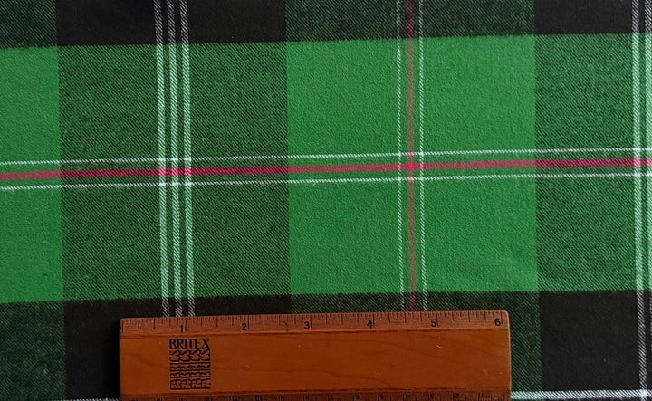Couture Dramatic Grass Green Large-Scale Plaid Cotton Flannel (Made in Italy)