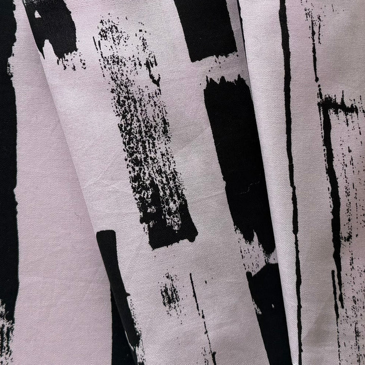 Ink Strokes on Lavender Blush Cotton (Made in Italy)