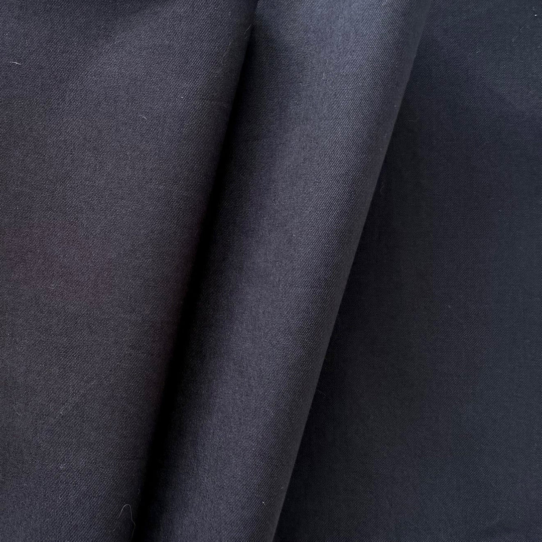 Mid-Weight Dusty Navy Blue Fine Cotton Denim Twill