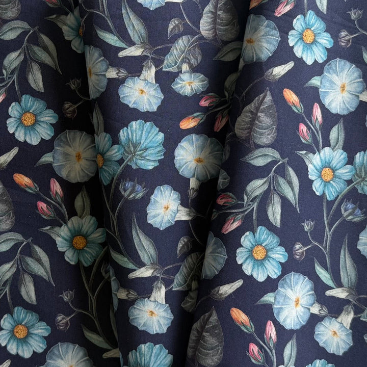 Morning Glories Blue Liberty of London Tana Cotton Lawn (Made in Italy)