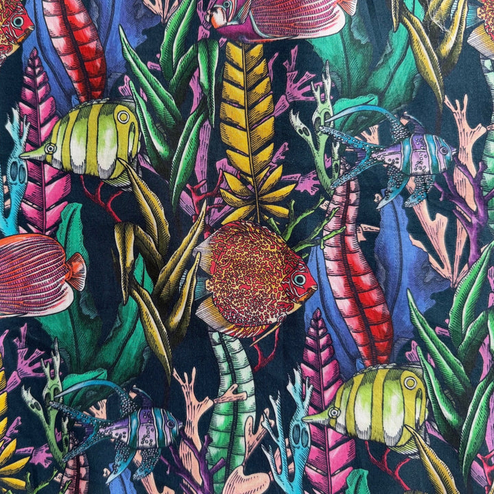Aquatic Garden Blue Liberty of London Tana Cotton Lawn (Made in Italy)