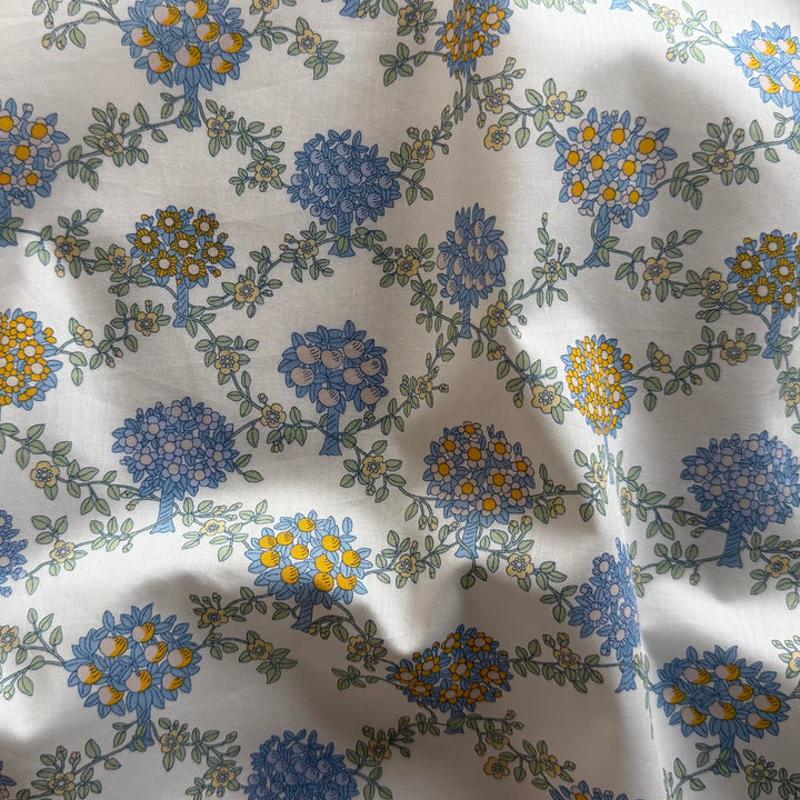 Summer Orchard Blue Liberty of London Tana Cotton Lawn (Made in Italy)