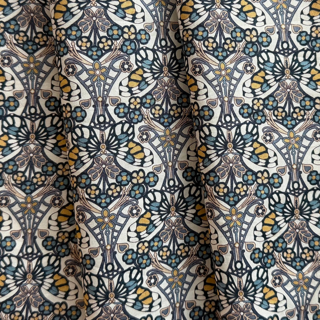 Morris Butterfly Blue Liberty of London Tana Cotton Lawn (Made in Italy)