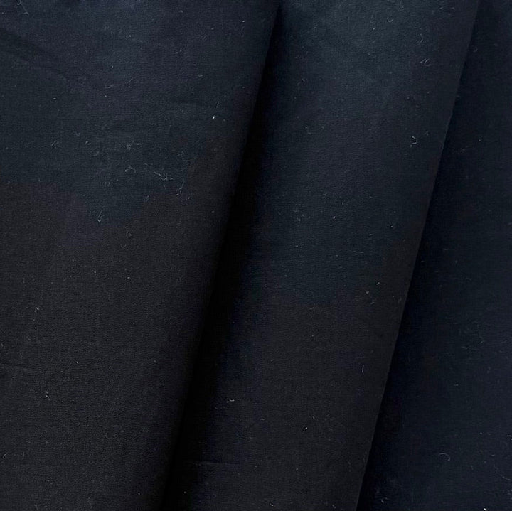 Mid-Weight Jet Black Stretch Cotton Twill (Made in Japan)