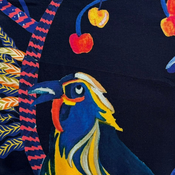 Tropical Birds & Cherries Stretch Cotton Poplin (Made in Italy)