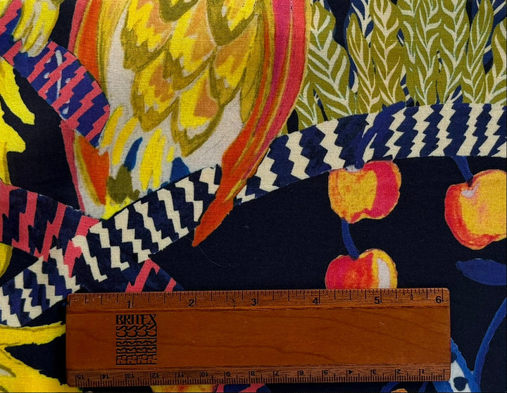 Tropical Birds & Cherries Stretch Cotton Poplin (Made in Italy)