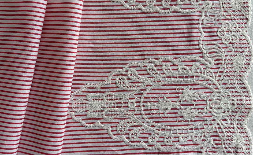 Giambattista Valli Candy Stripe Embroidered Cotton Twill (Made in Italy)