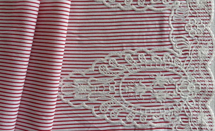 Giambattista Valli Candy Stripe Embroidered Cotton Twill (Made in Italy)