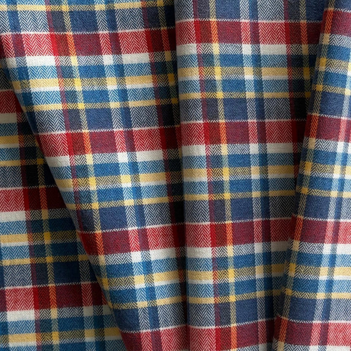 Etro Plaid Herringbone Weave Lightly Brushed Cotton Flannel (Made in Italy)