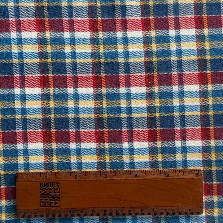 Etro Plaid Herringbone Weave Lightly Brushed Cotton Flannel (Made in Italy)