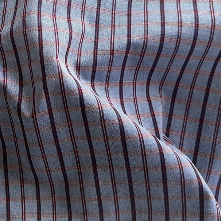 Blueberry & Raspberry Woven Plaid Cotton Shirting (Made in Italy)