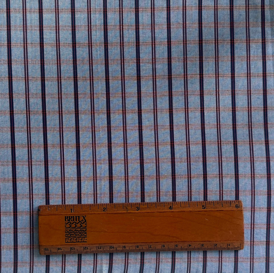 Blueberry & Raspberry Woven Plaid Cotton Shirting (Made in Italy)