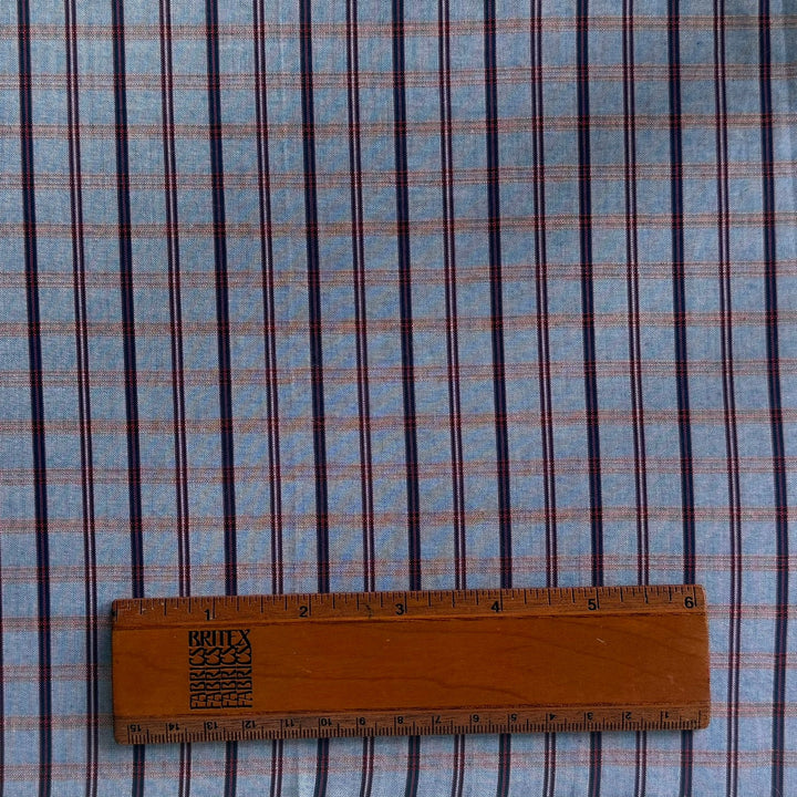 Blueberry & Raspberry Woven Plaid Cotton Shirting (Made in Italy)