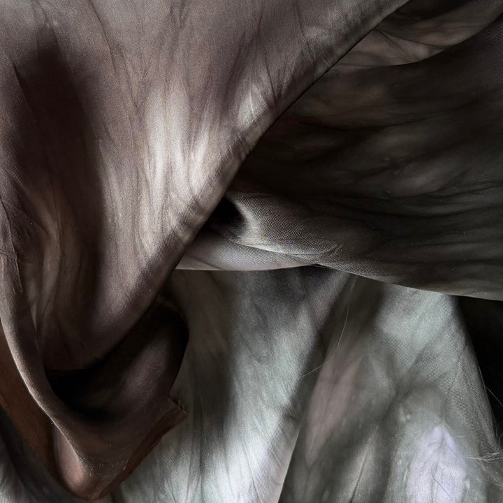 Ombré Wenge & Smoke Crinkled Polyester Satin