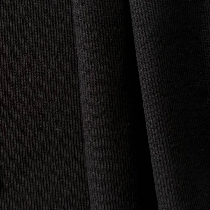 Black Cotton Blend Rib Knit  (Made in USA)