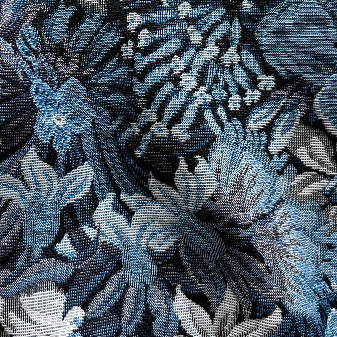 Bell-Bottom Blues Floral Cotton Blend Tapestry Suiting (Made in Italy)