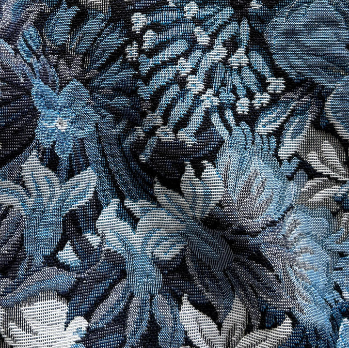 Bell-Bottom Blues Floral Cotton Blend Tapestry Suiting (Made in Italy)