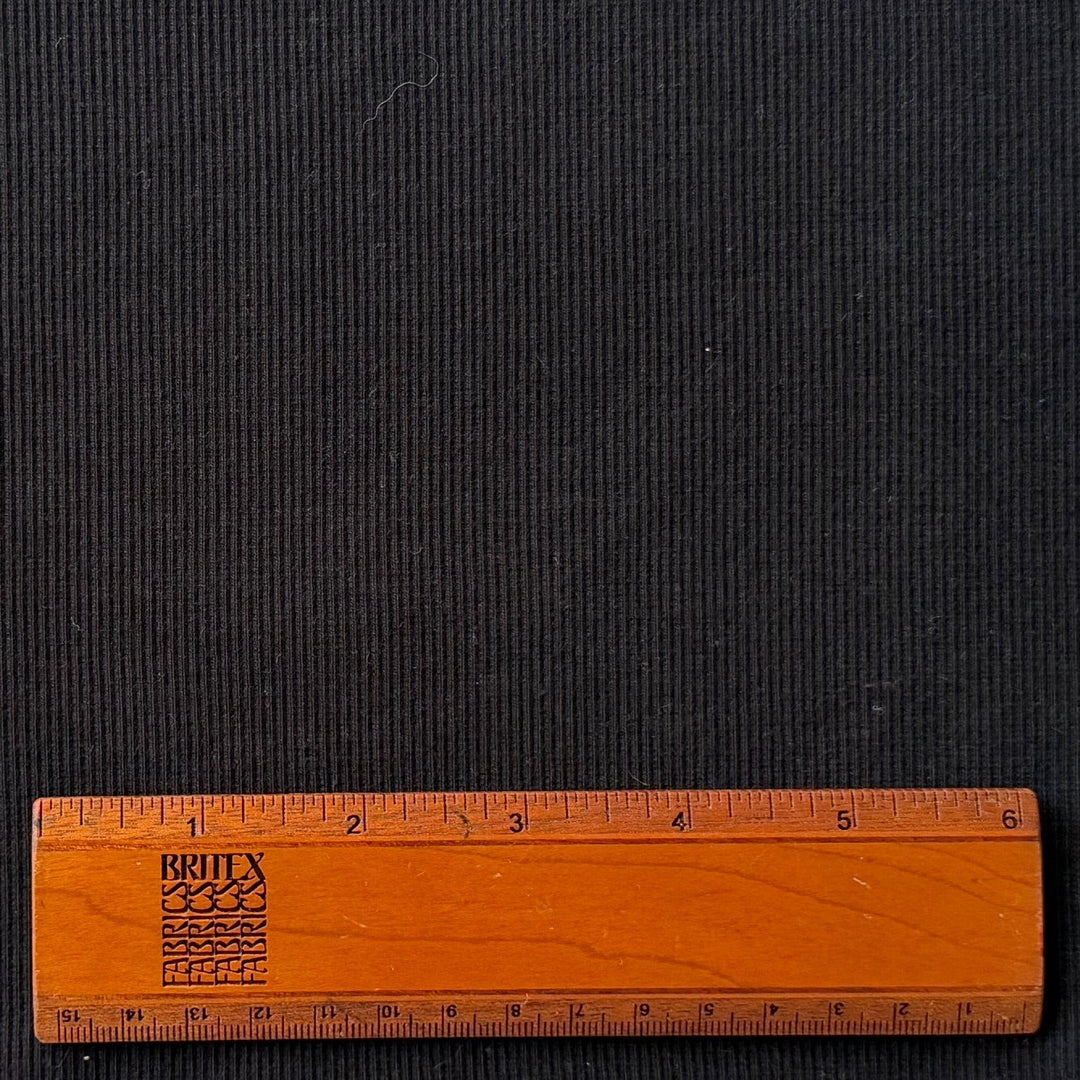 Black Cotton Blend Rib Knit  (Made in USA)