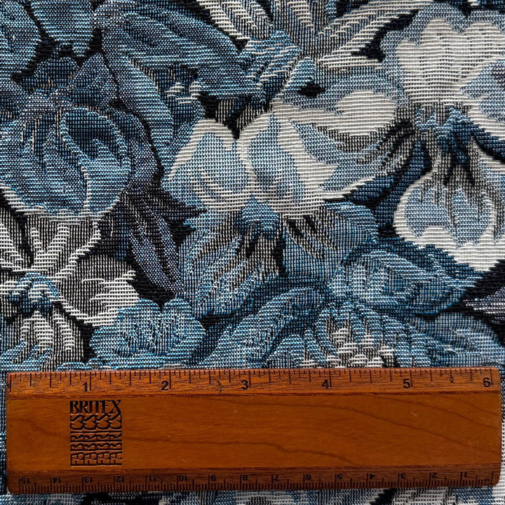 Bell-Bottom Blues Floral Cotton Blend Tapestry Suiting (Made in Italy)