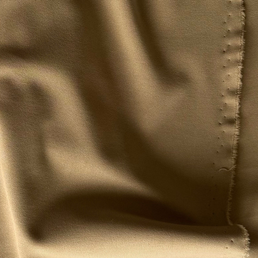 Lighter-Weight British Tan Polyester Blend Ponte Double-Knit