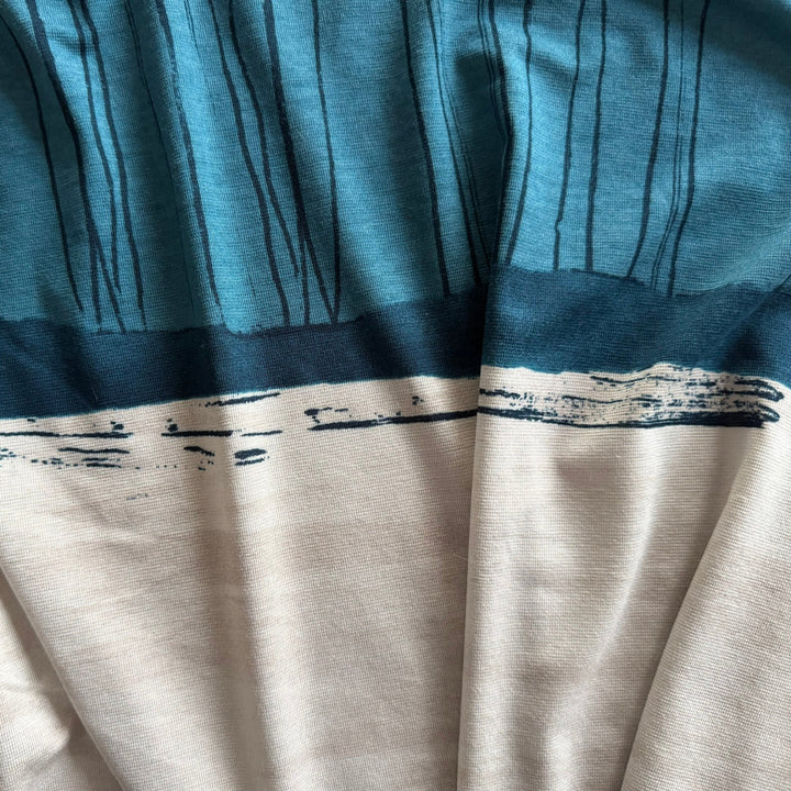 45" Panel - Marni Abstract Denim Blue Stripe Cotton Knit (Made in Italy)
