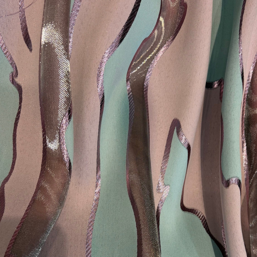 Marni Undulating Japanese Clouds Mauve Polyester & Lurex Brocade (Made in Italy)