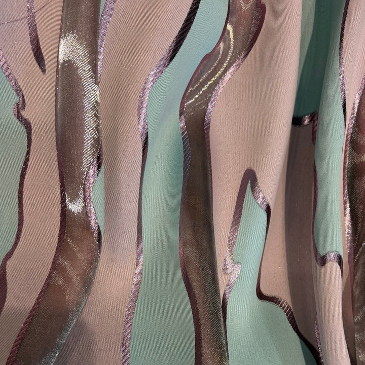 Marni Undulating Japanese Clouds Mauve Polyester & Lurex Brocade (Made in Italy)