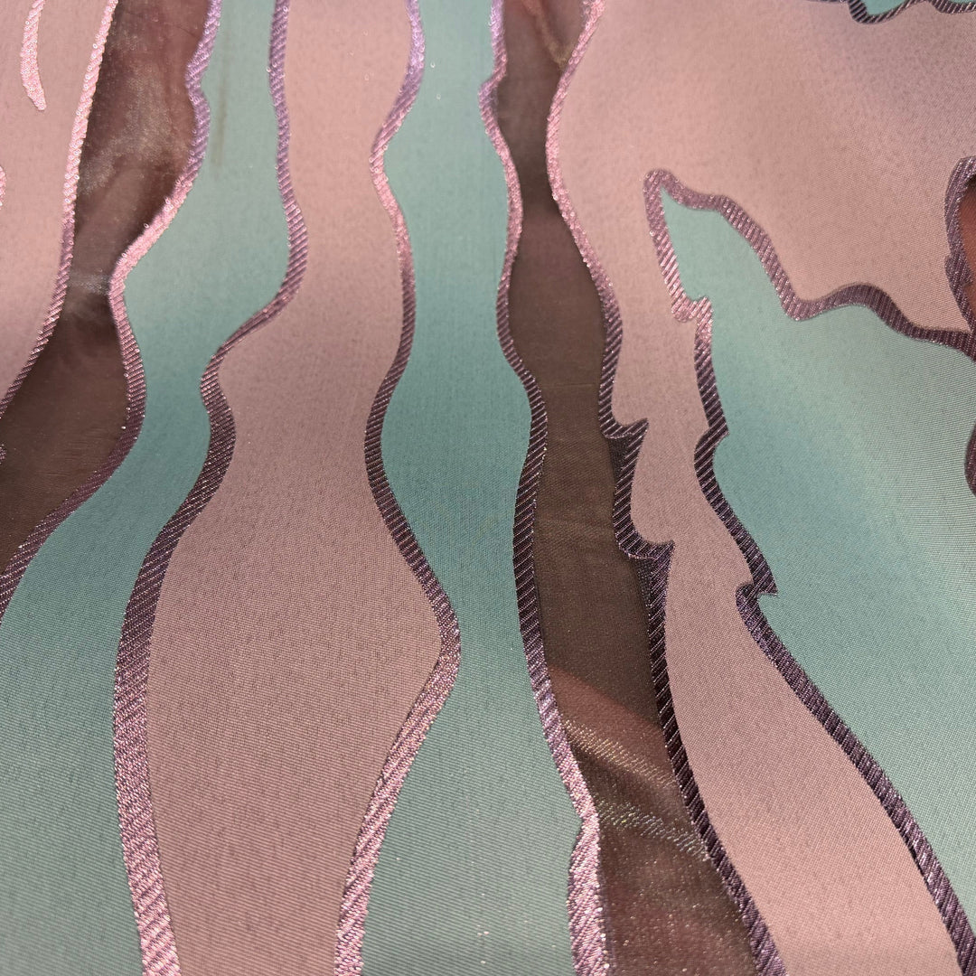 Marni Undulating Japanese Clouds Mauve Polyester & Lurex Brocade (Made in Italy)